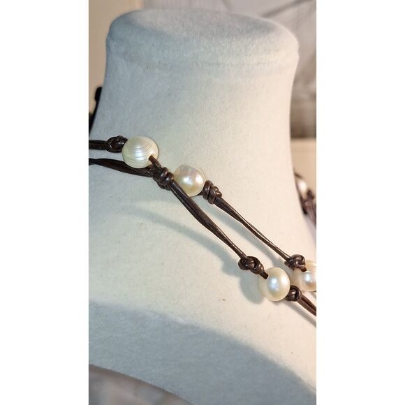 Artistic Women's Necklace Genuine Pearls Beachy Nautical Boho Grandma Chic - Picture 7 of 9